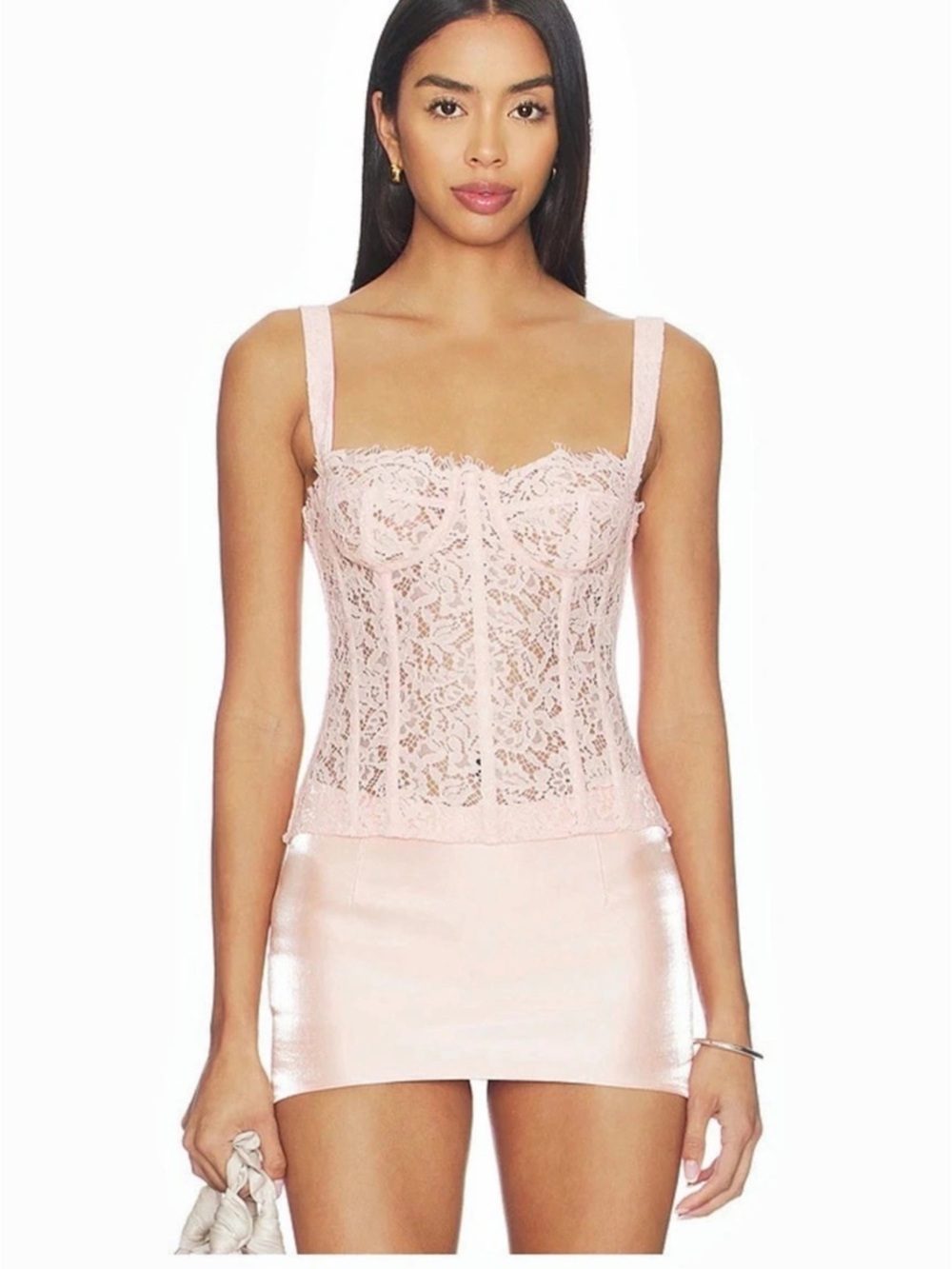 Revolve Lovers and Friends Lace Bustier Camisole Hilly Top Pink Small